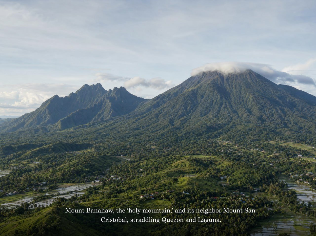 Mount Banahaw rises more than 2,100 meters along the Quezon-Laguna boundary.
